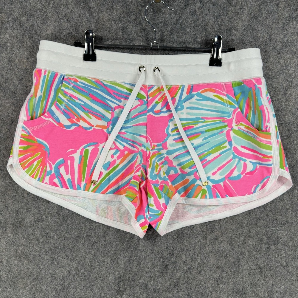Lilly Pulitzer Chrissy Beach Shorts Womens Medium Pink Tropical Print 76452